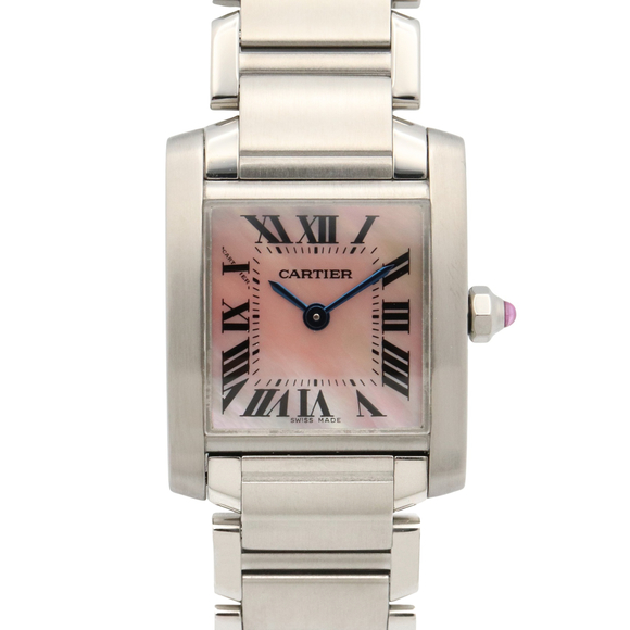 Cartier Tank Française Small Watch, Stainless Steel, Women's, Pink, Pink Shel... - Picture 1 of 11